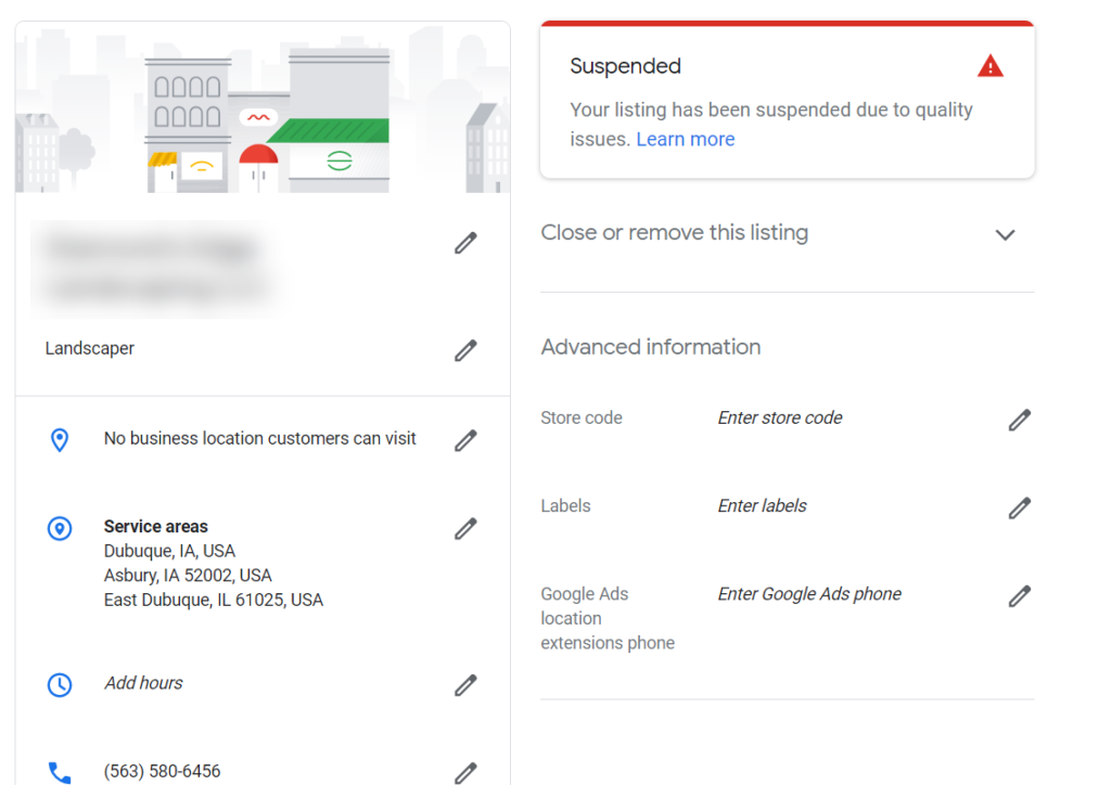 Suspended Google My Business Profile